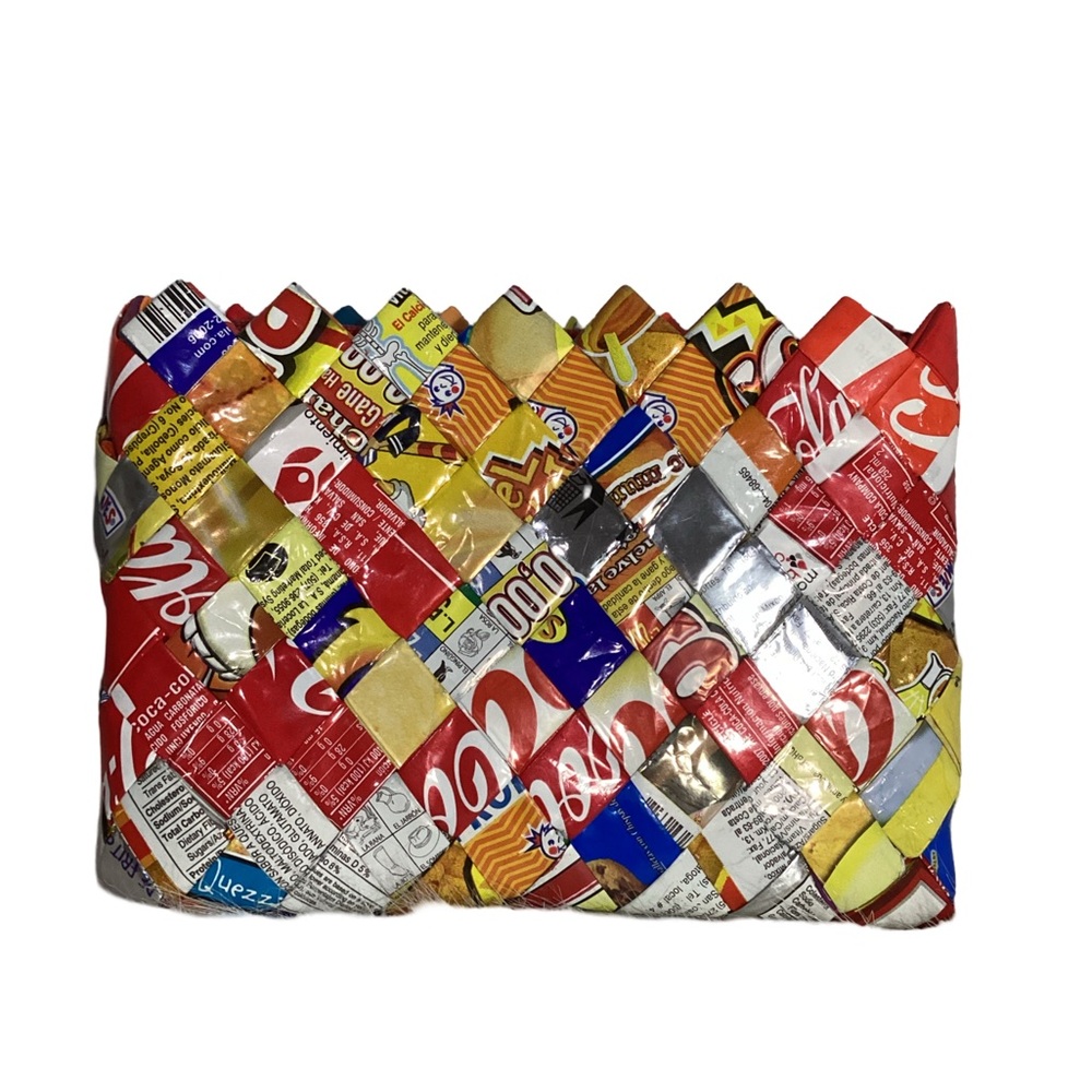 DURABLE Tramp Art Handmade From Mexican Snack Wrappers Pouch Bag